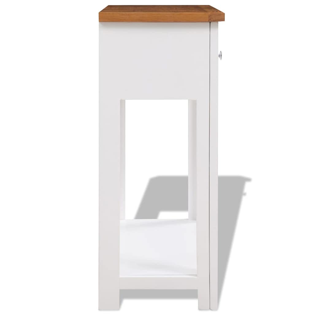 Solid Oak Wood Console Table with Drawers and Shelf A62248