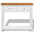 Solid Oak Wood Console Table with Drawers and Shelf Q153