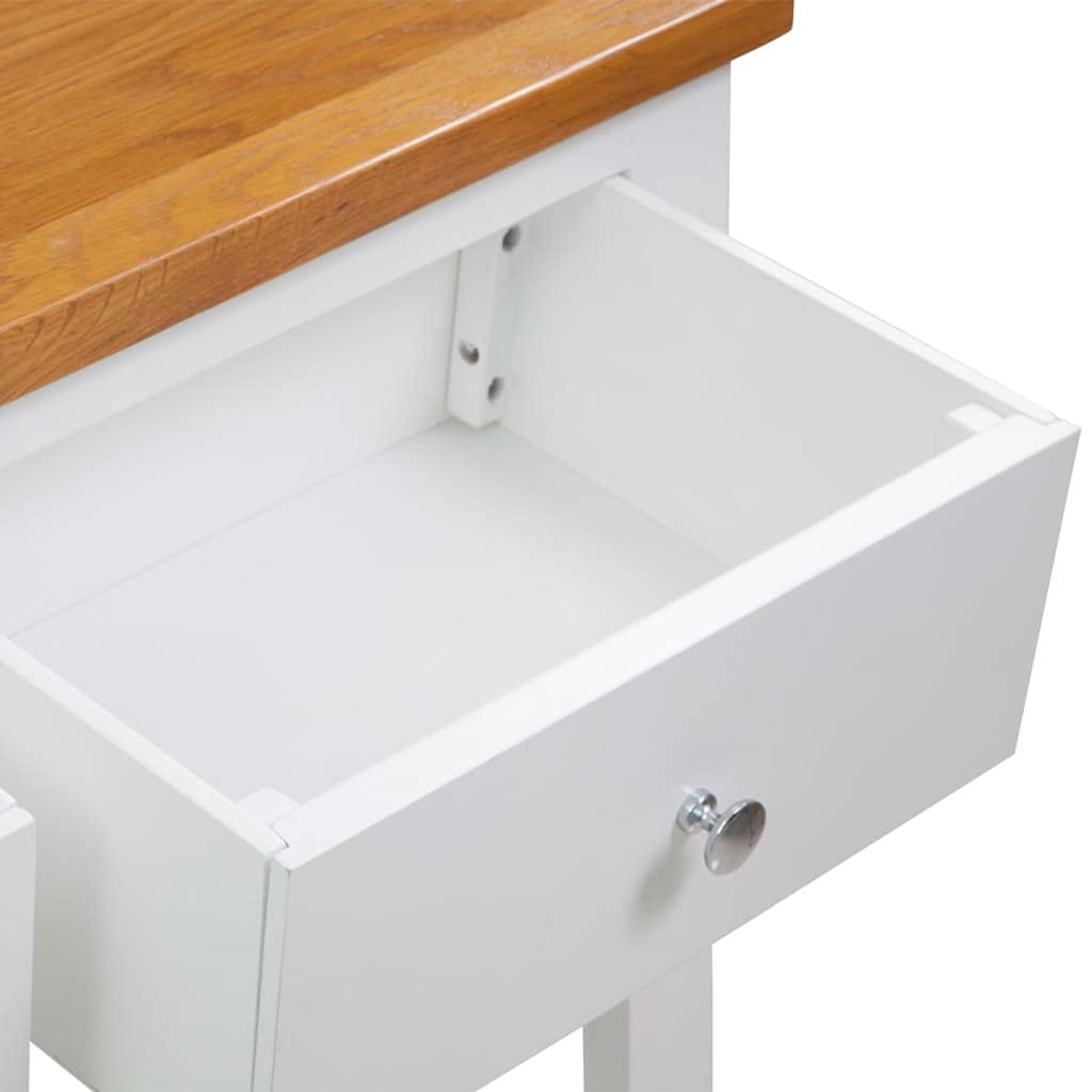 Solid Oak Wood Console Table with Drawers and Shelf A62248