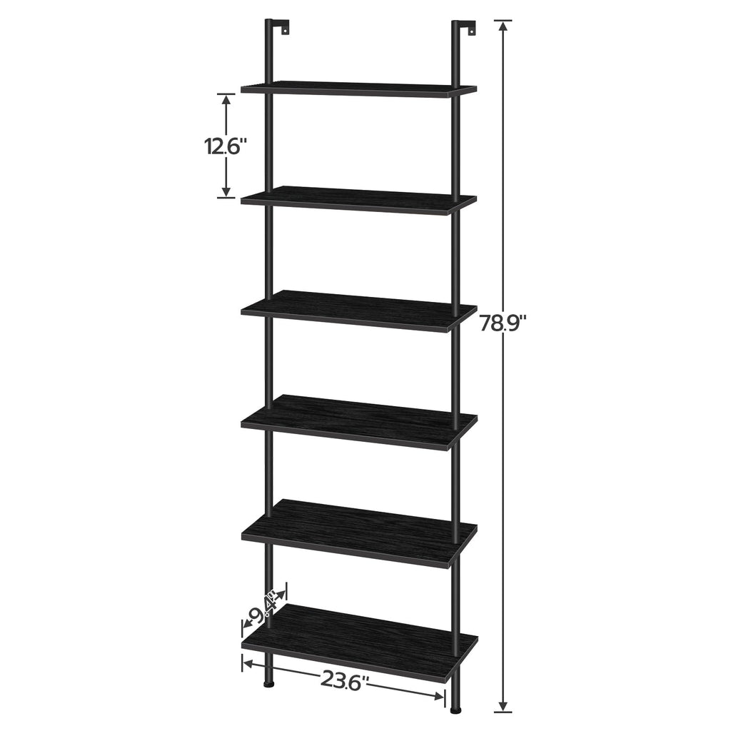 6-Tier Wall Mounted Wooden Ladder Shelf W404172