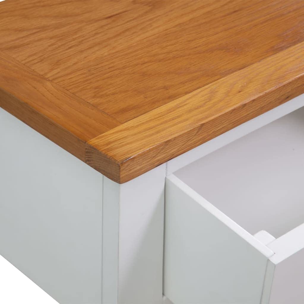 Solid Oak Wood Console Table with Drawers and Shelf A62248