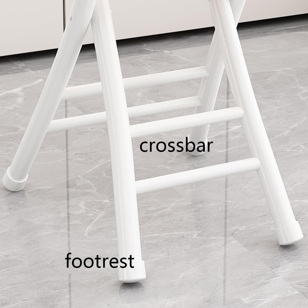 Black Cushioned Leather Portable Folding Stool with Backrest L4867
