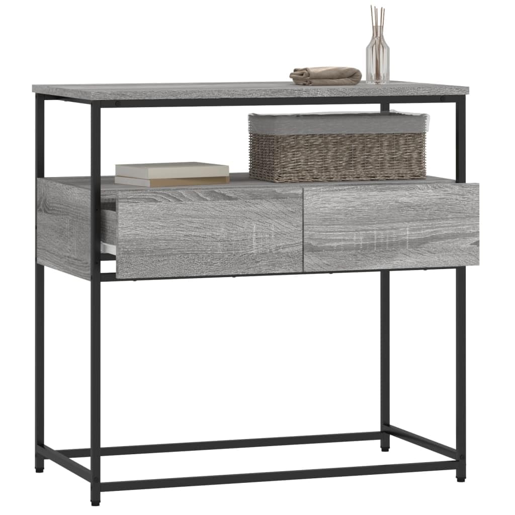 Brown Oak Look Console Table with 2 Drawers and 1 Shelf X429
