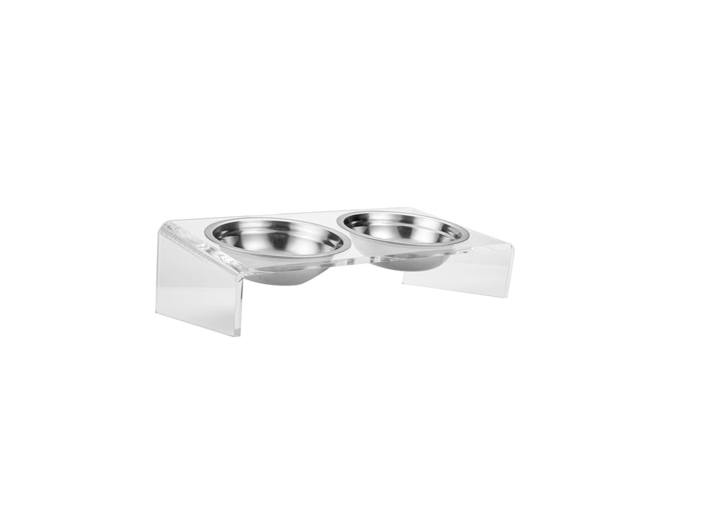 Elevated Cat & Dog Bowls Stand with 2 Stainless Steel Dishes B3269