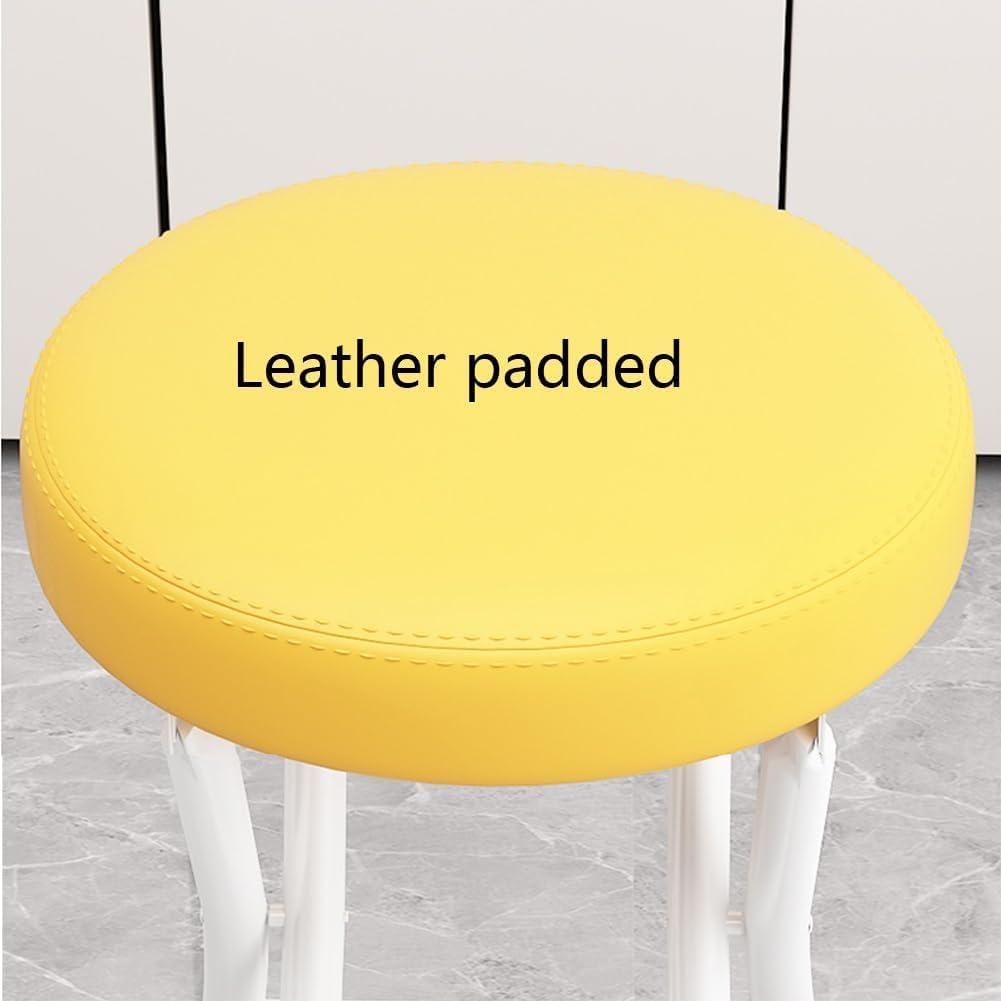 Black Cushioned Leather Portable Folding Stool with Backrest L4867