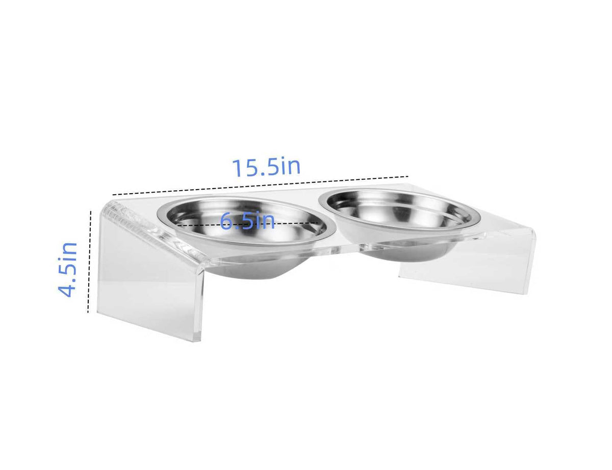 Elevated Cat & Dog Bowls Stand with 2 Stainless Steel Dishes B3269