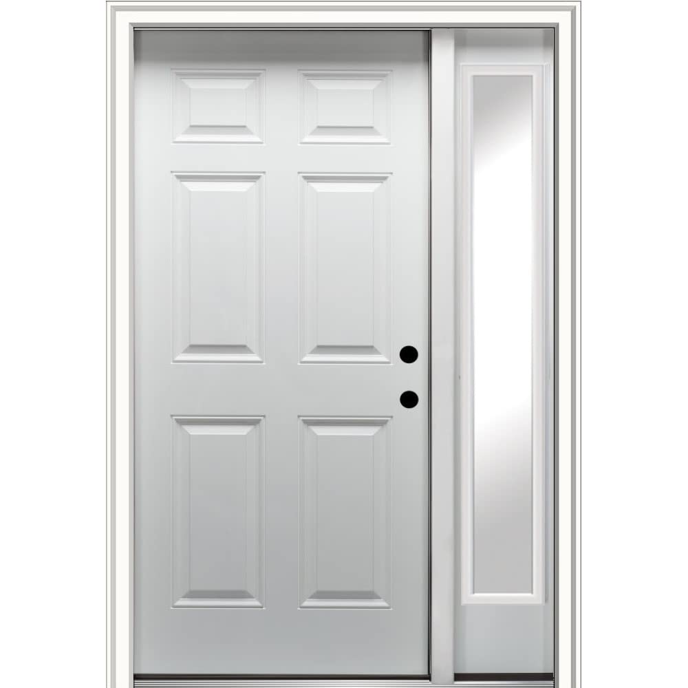 Steel Primed Left Hand In-Swing 6-Panel 36"x80" Exterior Prehung Door with 14" Sidelite L988800