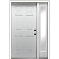 Steel Primed Left Hand In-Swing 6-Panel 36"x80" Exterior Prehung Door with 14" Sidelite L988800