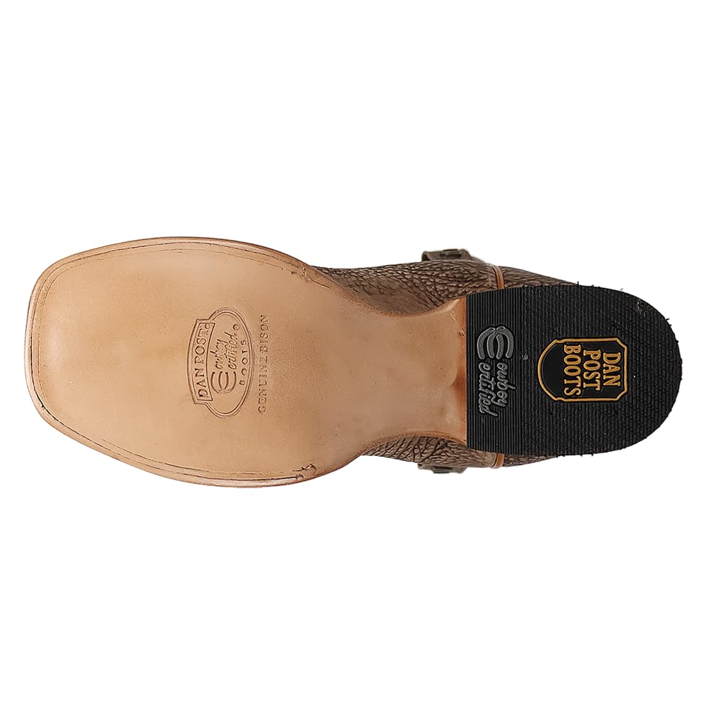 Brown Embroidered Bison Square Toe Pull On Dress Boots X210