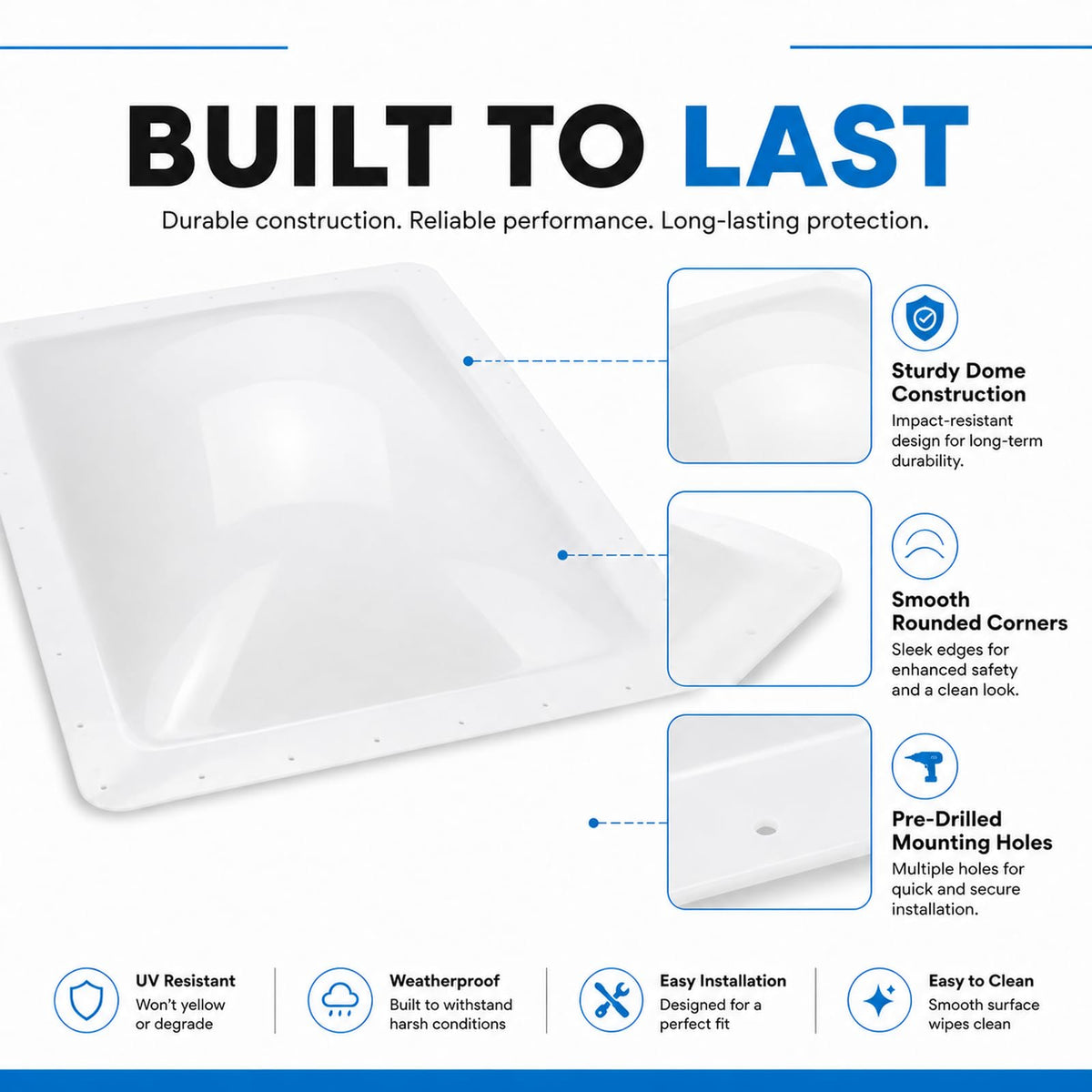 RV Skylight Replacement 22" x 34" Outer Dome Cover W345023