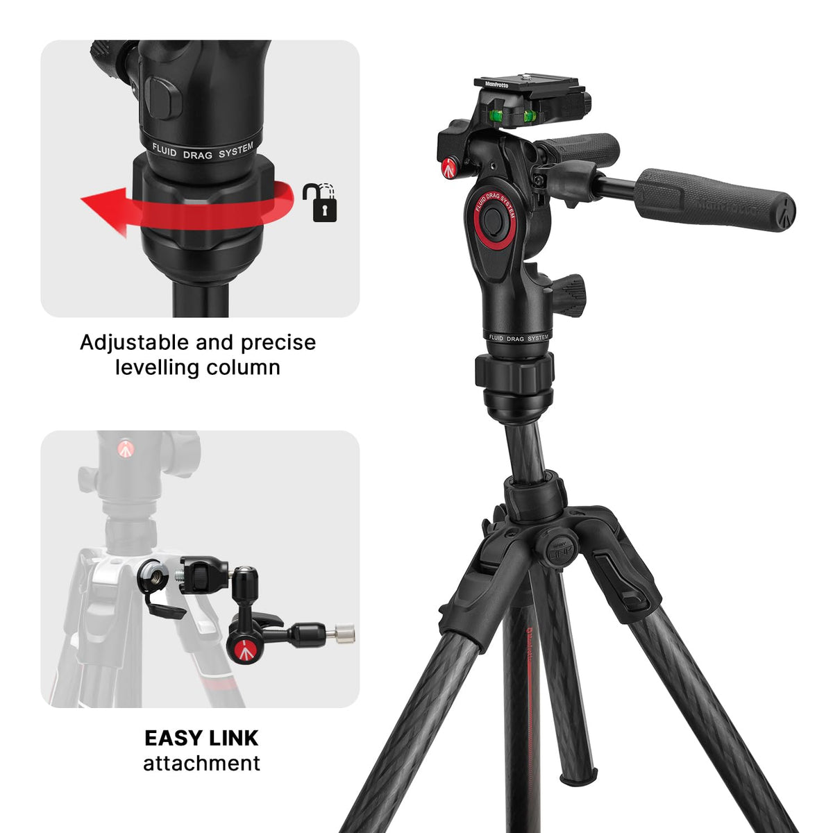 Carbon Fibre Travel Tripod Kit with 3-Way Fluid Head I8839