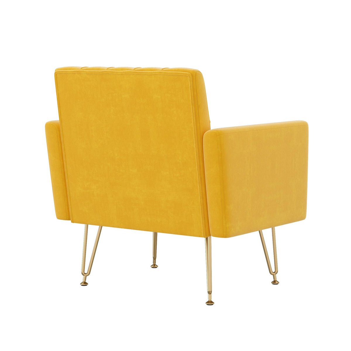 Orange-Yellow Velvet Single Sofa Chair with Gold Metal Legs P142
