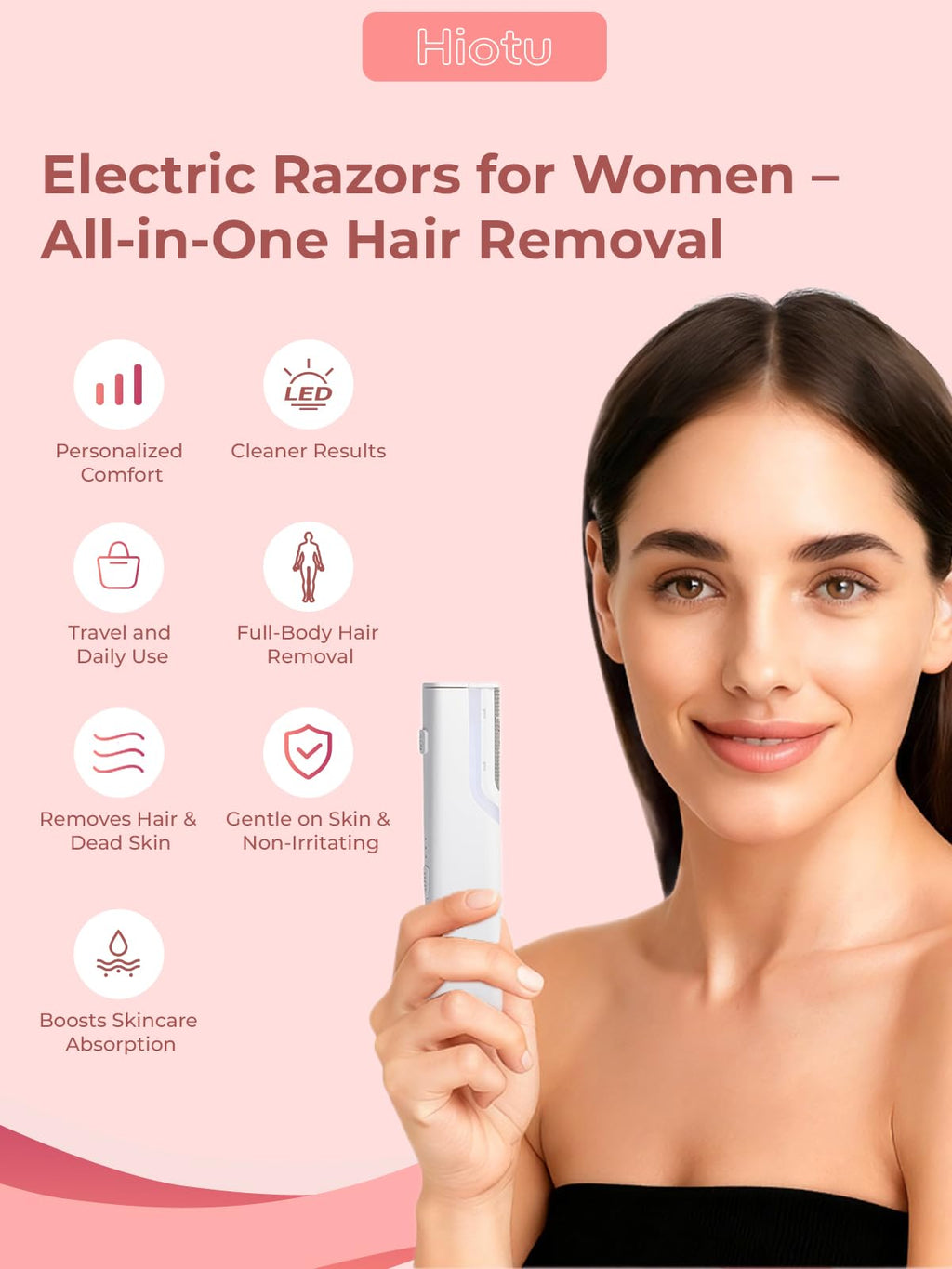 Electric 3-Speed Facial Razor with LED Light K4731