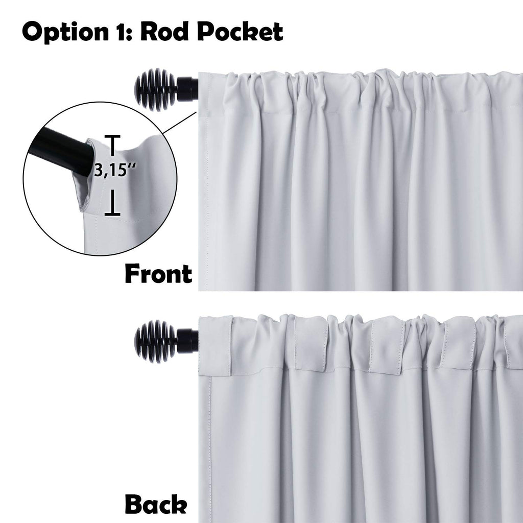 Extra Wide Blackout Thermal Curtain Panel with Back Tab & Rod Pocket, 100 x 84 Inches, Greyish White G49818