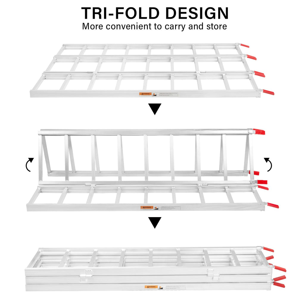 69" L x 50" W Tri-Fold Aluminum ATV Loading Ramp 1500lb Capacity Y589