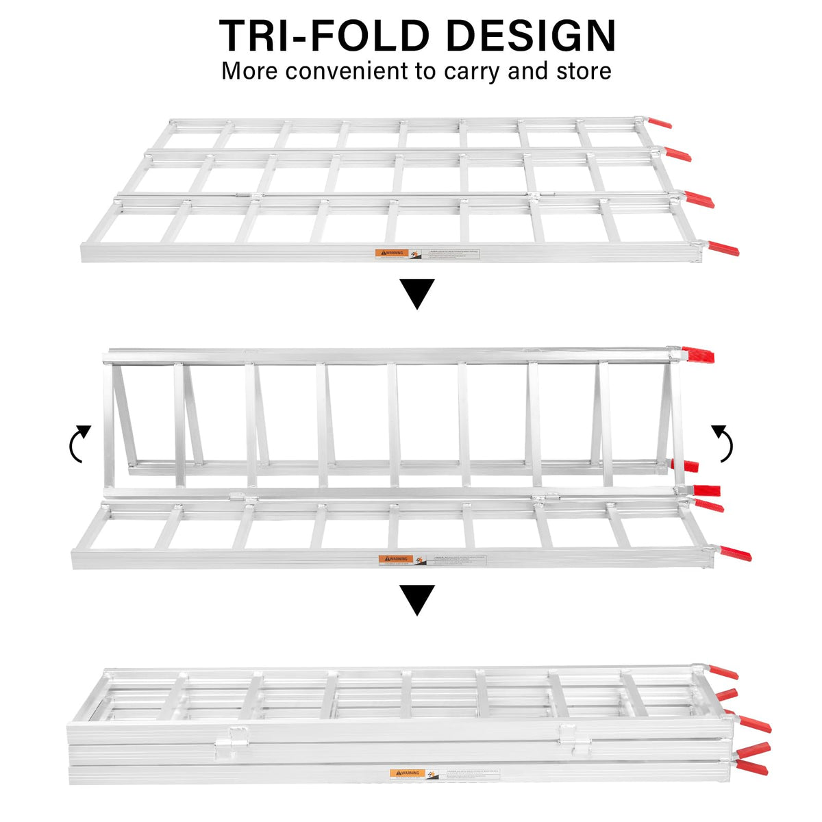 69" L x 50" W Tri-Fold Aluminum ATV Loading Ramp 1500lb Capacity Y589