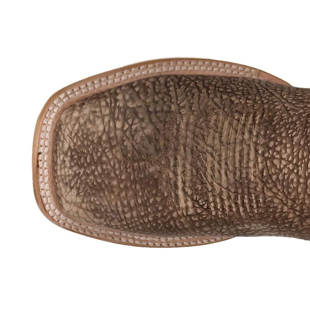 Brown Embroidered Bison Square Toe Pull On Dress Boots X210
