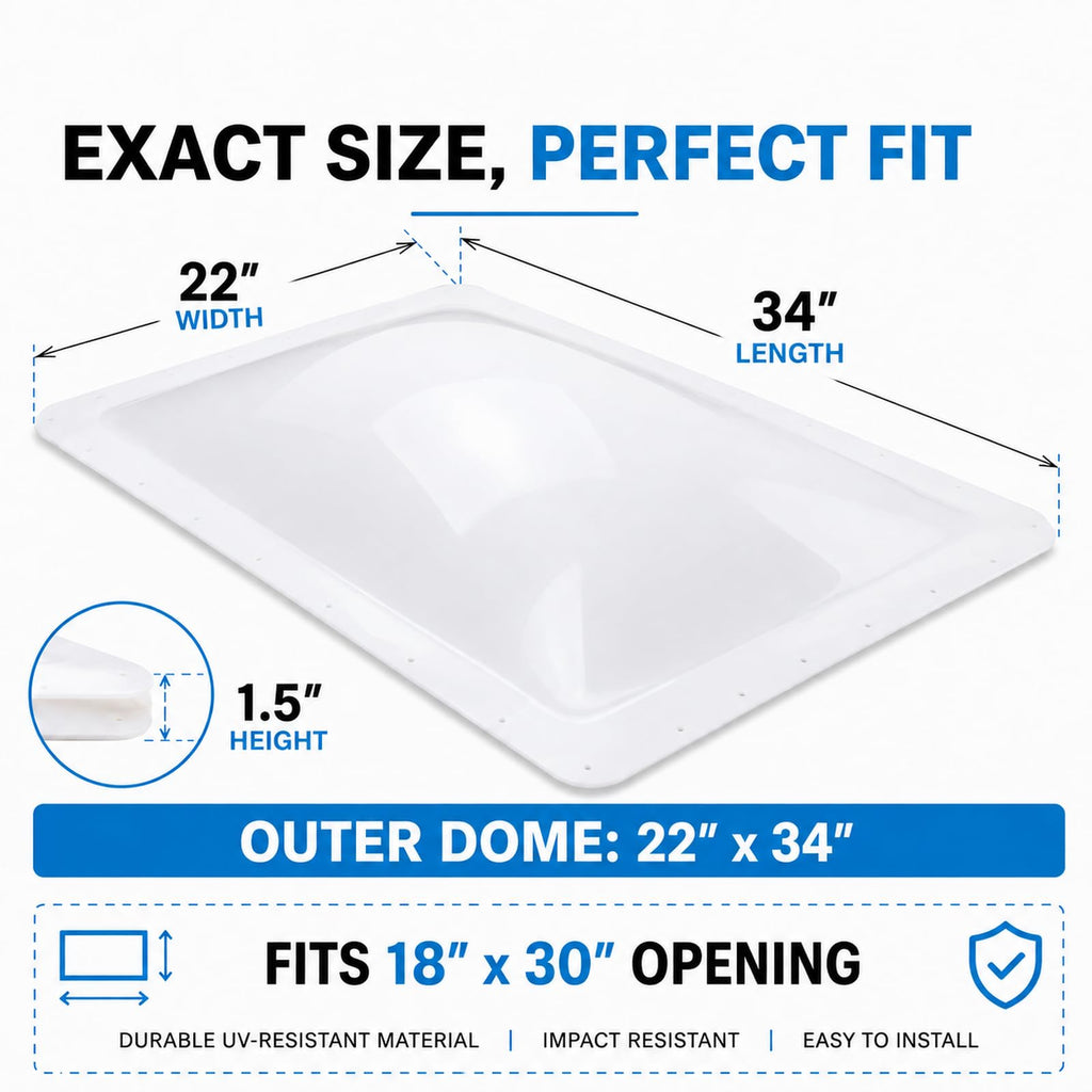 RV Skylight Replacement 22" x 34" Outer Dome Cover W345023