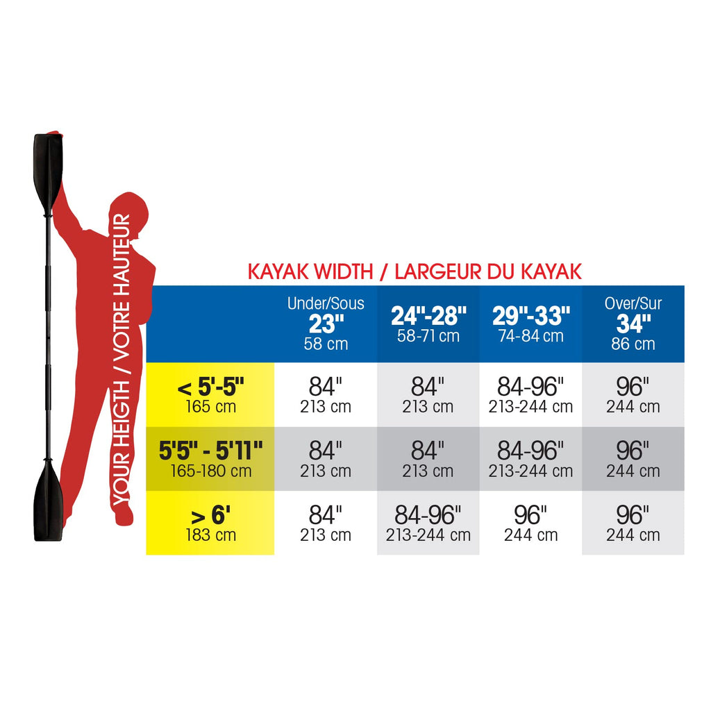 Black 2-Piece Aluminum Kayak Paddle U5619