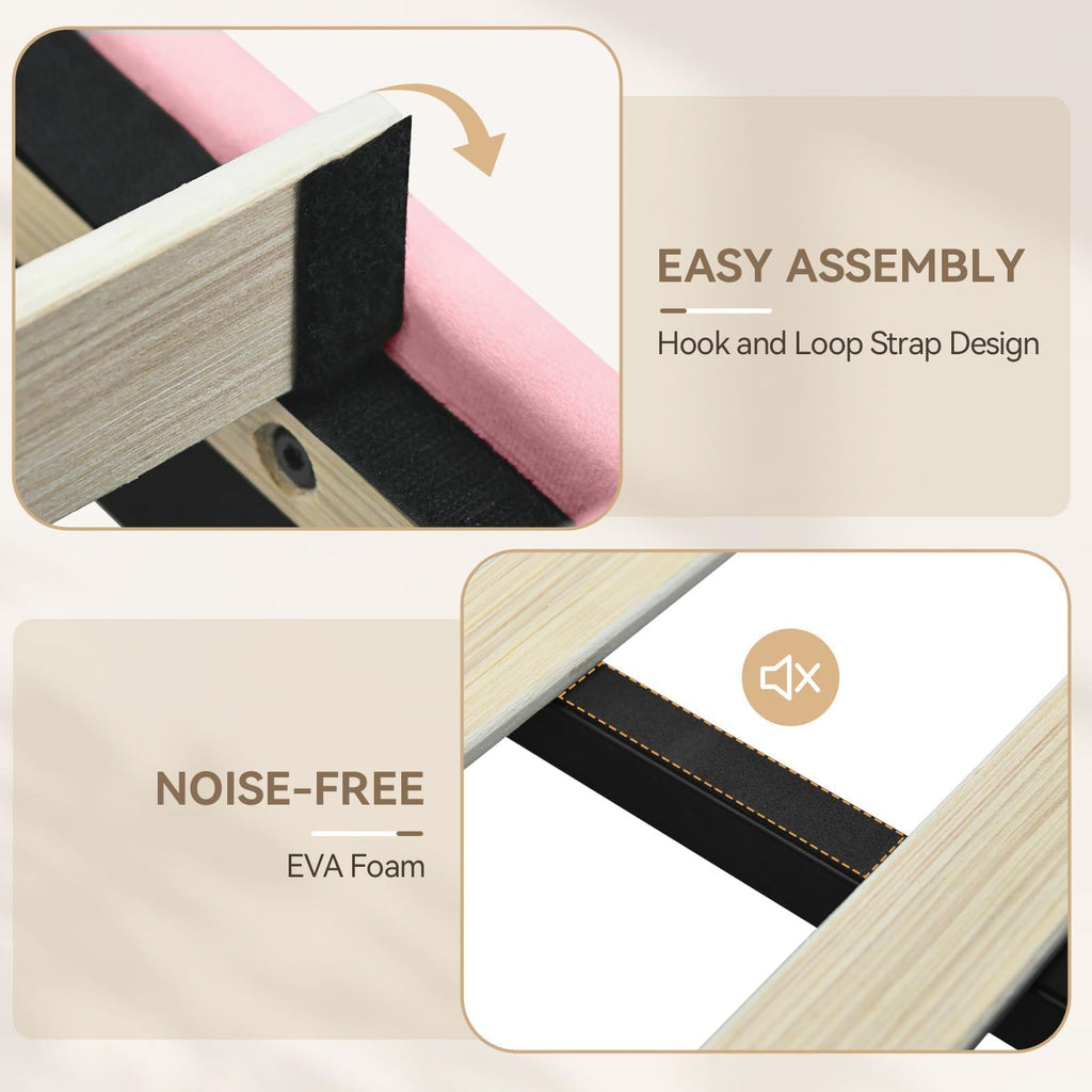 Twin Bed Frames with Upholstered Headboard, Pink A716943