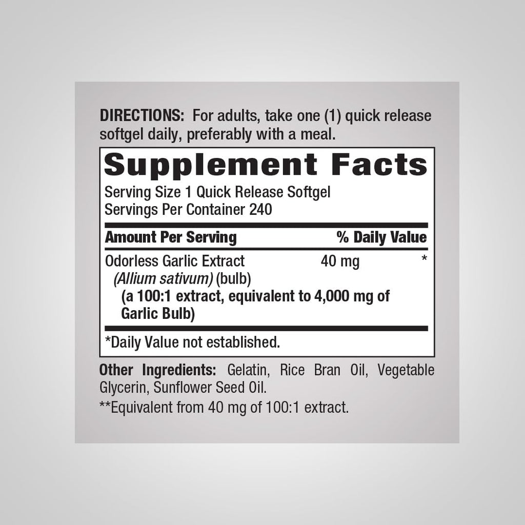 Odorless Garlic Softgels 240 Count F389006
