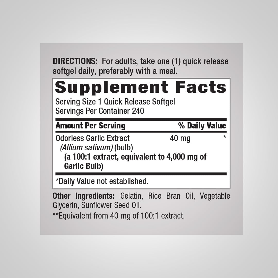 Odorless Garlic Softgels 240 Count F389006