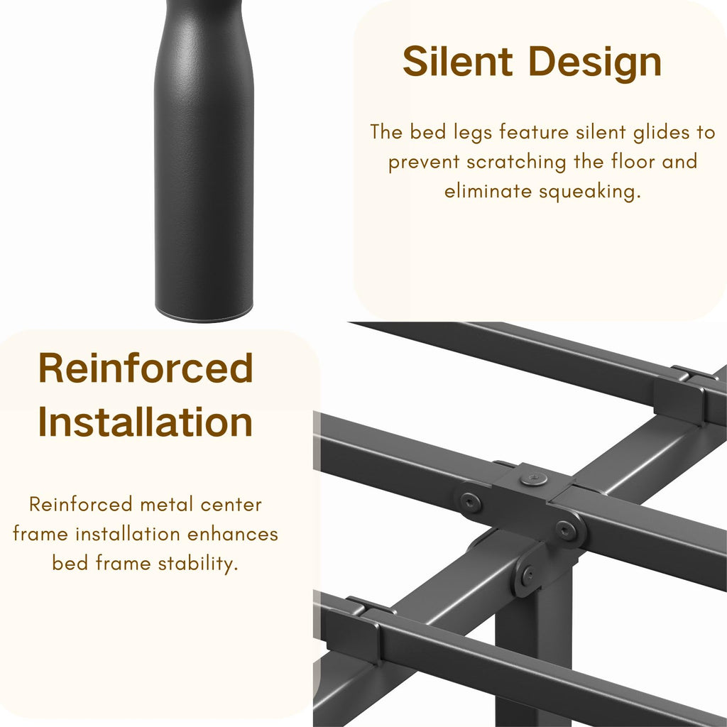 Queen Size Black Metal Bed Frame with Storage G64245