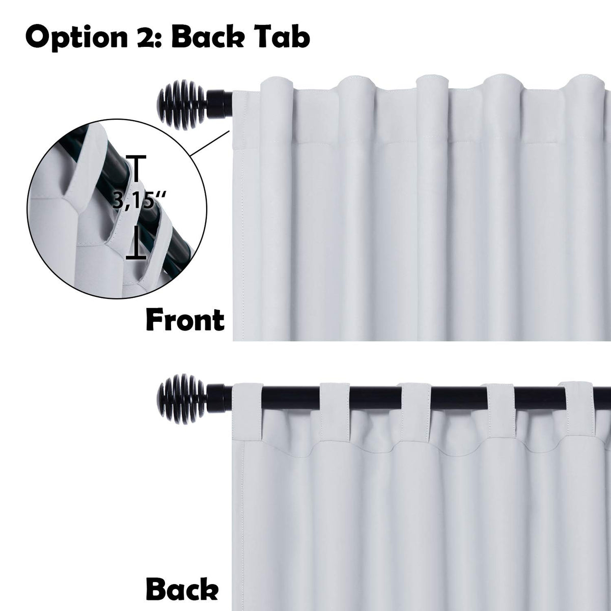 Extra Wide Blackout Thermal Curtain Panel with Back Tab & Rod Pocket, 100 x 84 Inches, Greyish White G49818