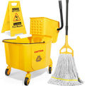 35 Qt Mop Bucket with Side Press Wringer on Wheels S915225