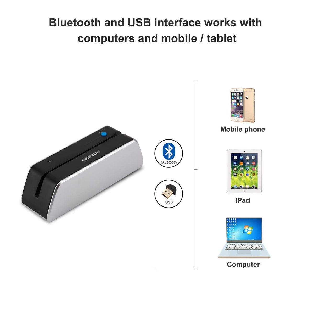 Bluetooth Stripe Card Reader Encoder Mini Portable H99950