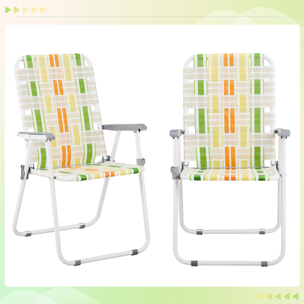 Oversized Folding Webbed Lawn Chairs Set of 2 B31605
