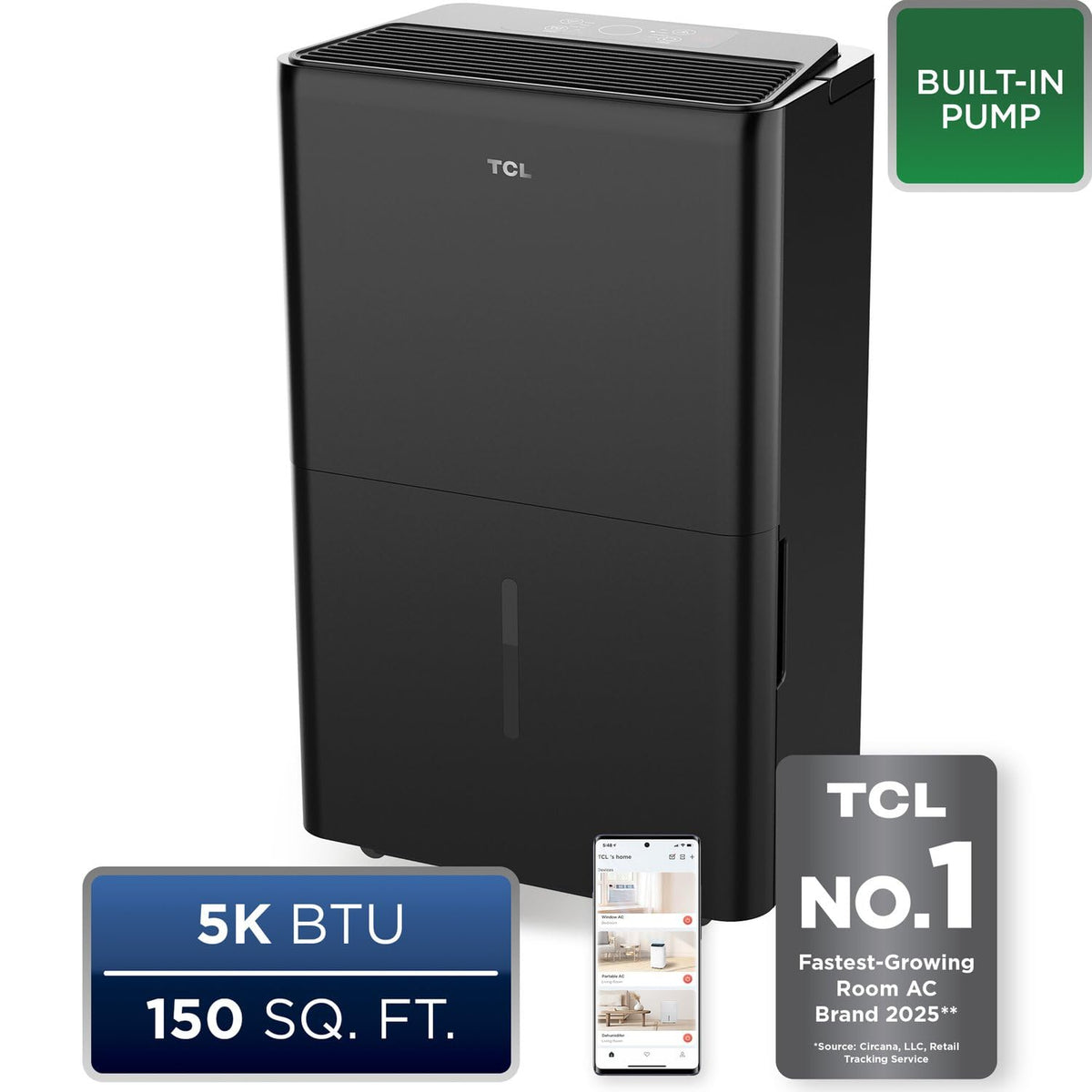 50-Pint Portable Smart Dehumidifier with Pump O1663