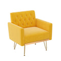 Orange-Yellow Velvet Single Sofa Chair with Gold Metal Legs P142