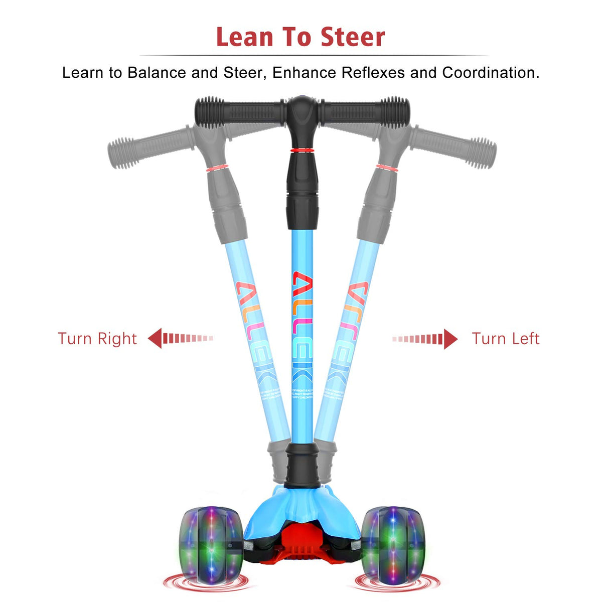 Kick Scooter with Light-Up Wheels and Adjustable Heights T476380