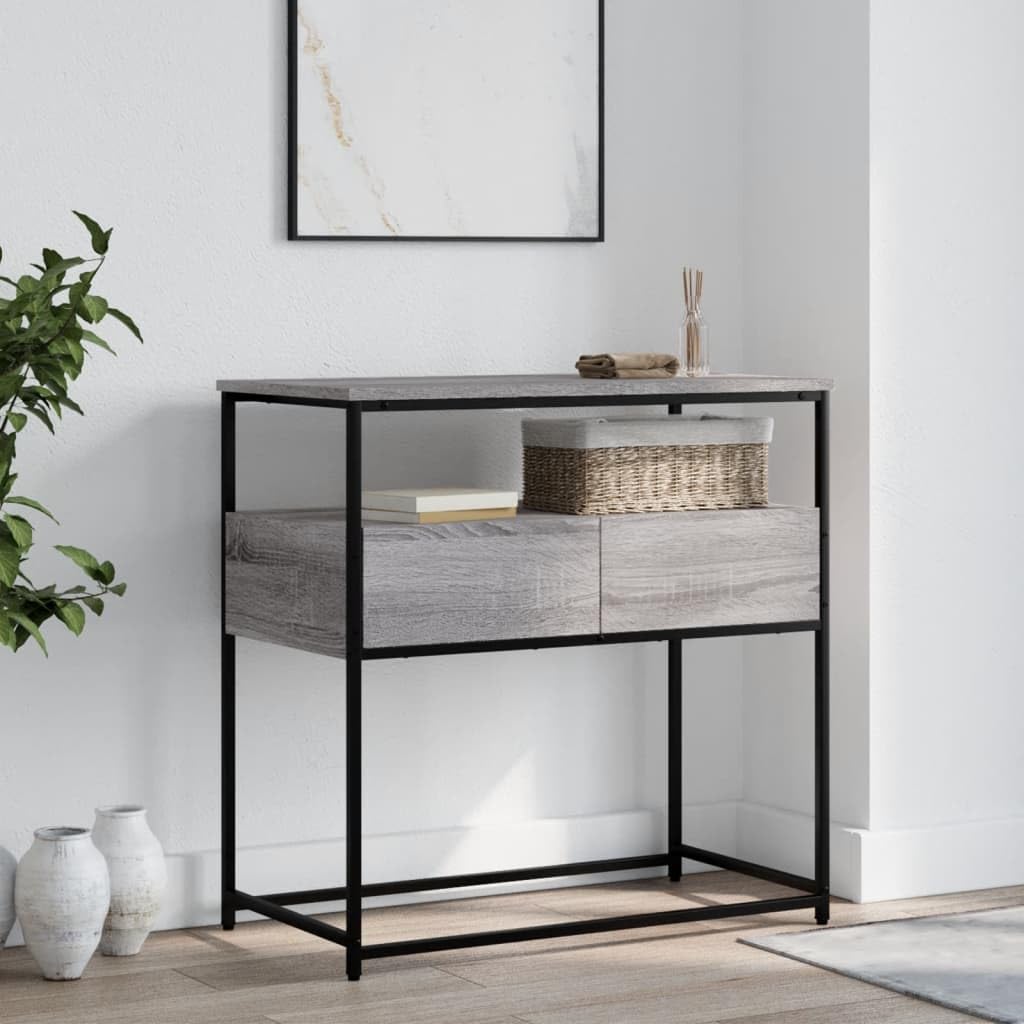 Brown Oak Look Console Table with 2 Drawers and 1 Shelf X429