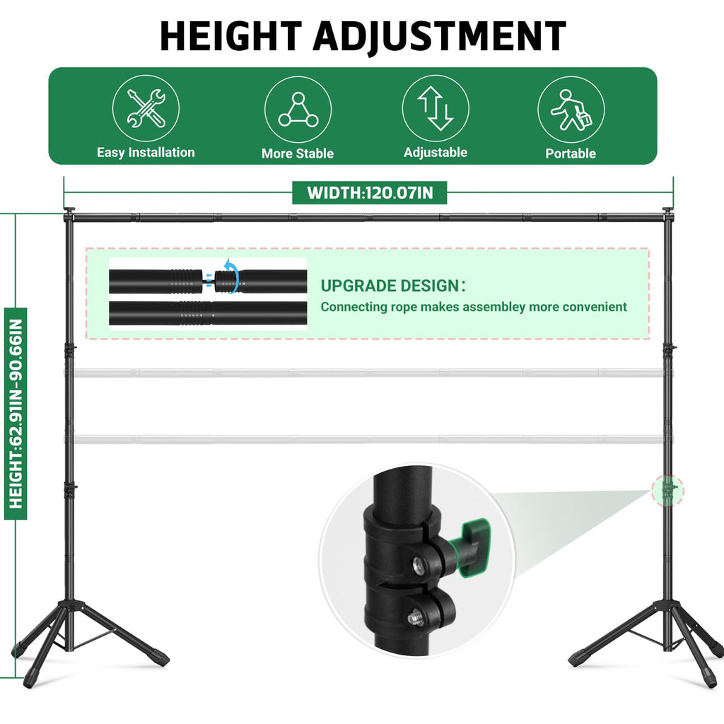 10x7.5 ft Adjustable T-Shape Backdrop Stand Kit D6174