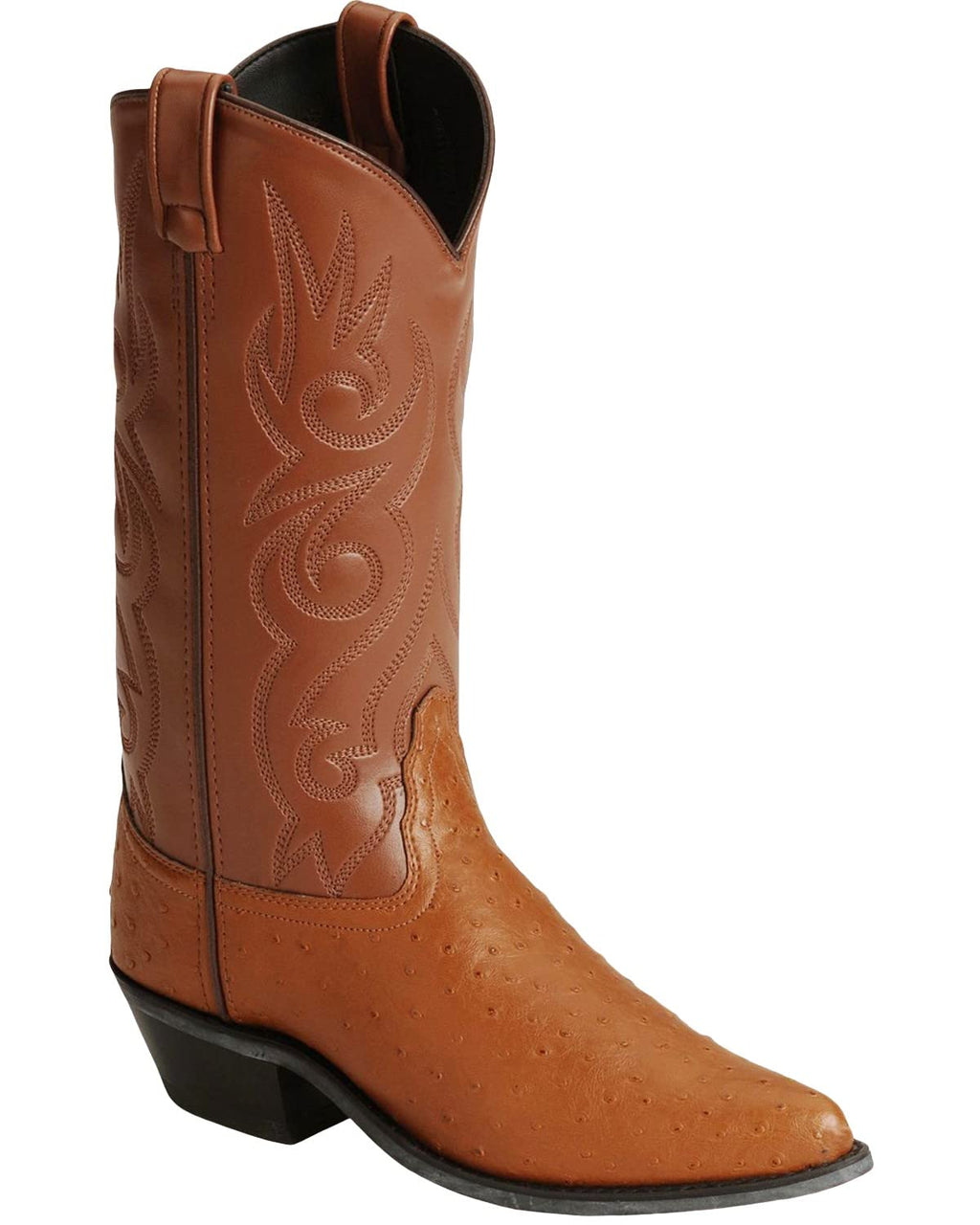 Cognac Ostrich Print Cowboy Boots Y581