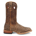 Brown Embroidered Bison Square Toe Pull On Dress Boots X210