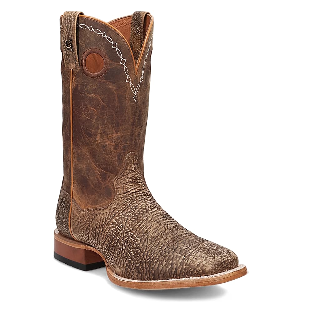 Brown Embroidered Bison Square Toe Pull On Dress Boots X210