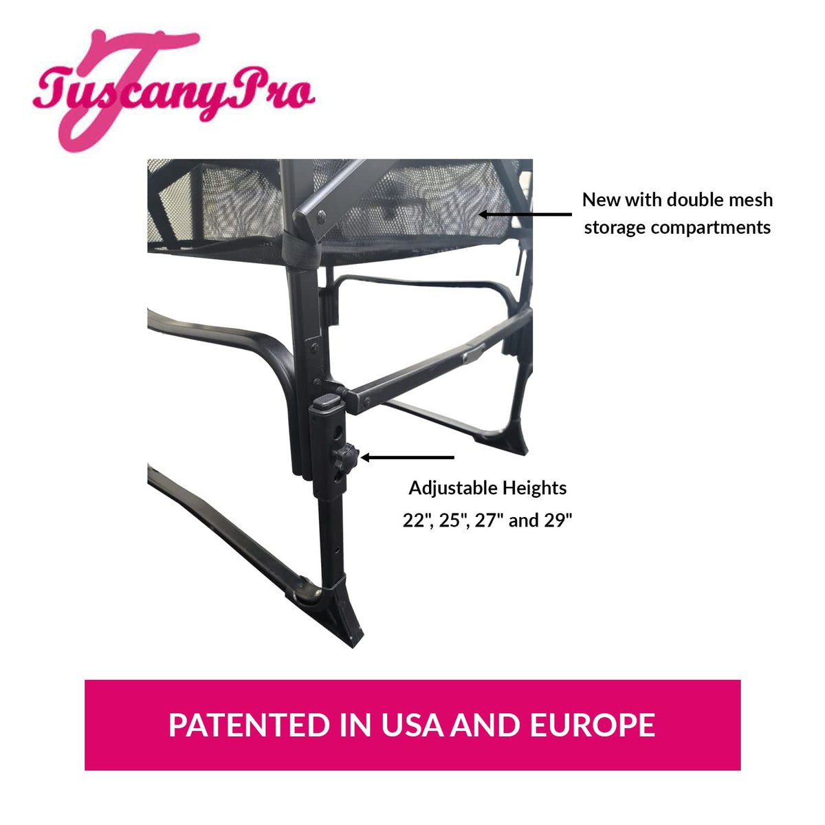 Tall Heavy Duty Director Chair with Adjustable Seat Height and Carry Bag D94894