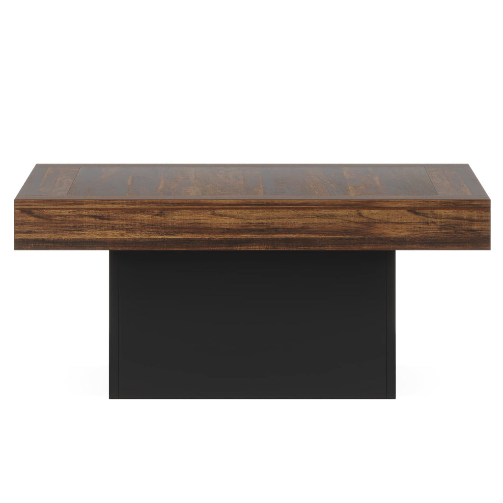 35.4-Inch Square Wood Coffee Table with LED Light L5593