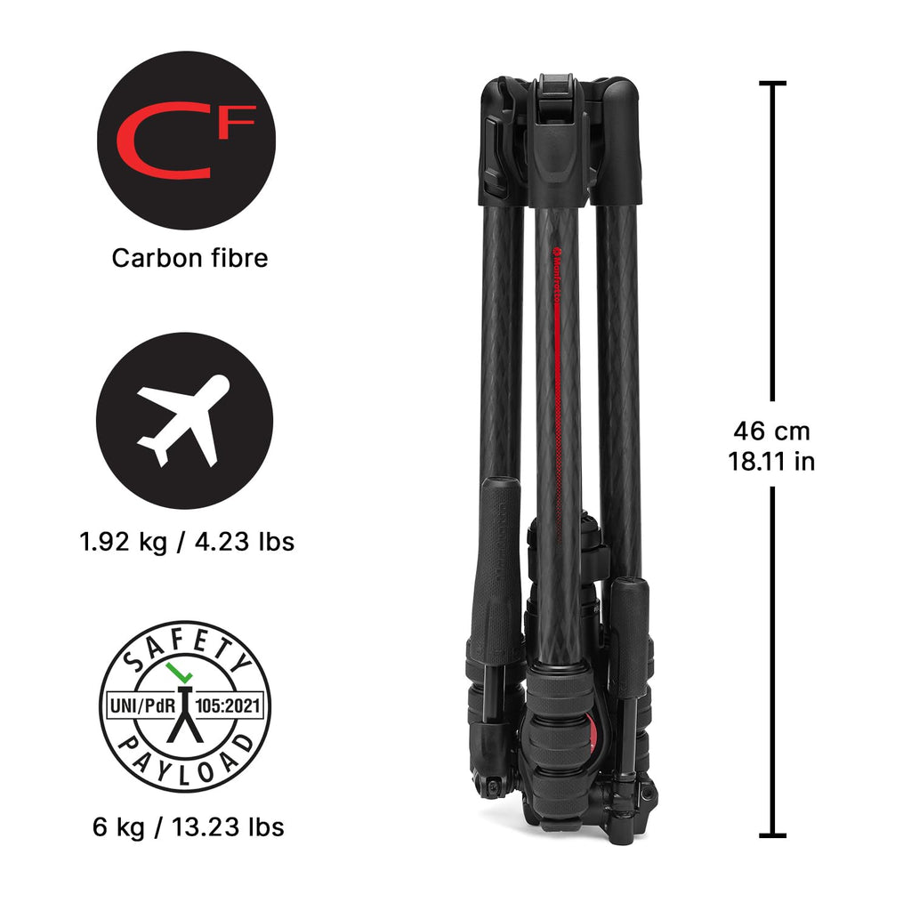 Carbon Fibre Travel Tripod Kit with 3-Way Fluid Head I8839
