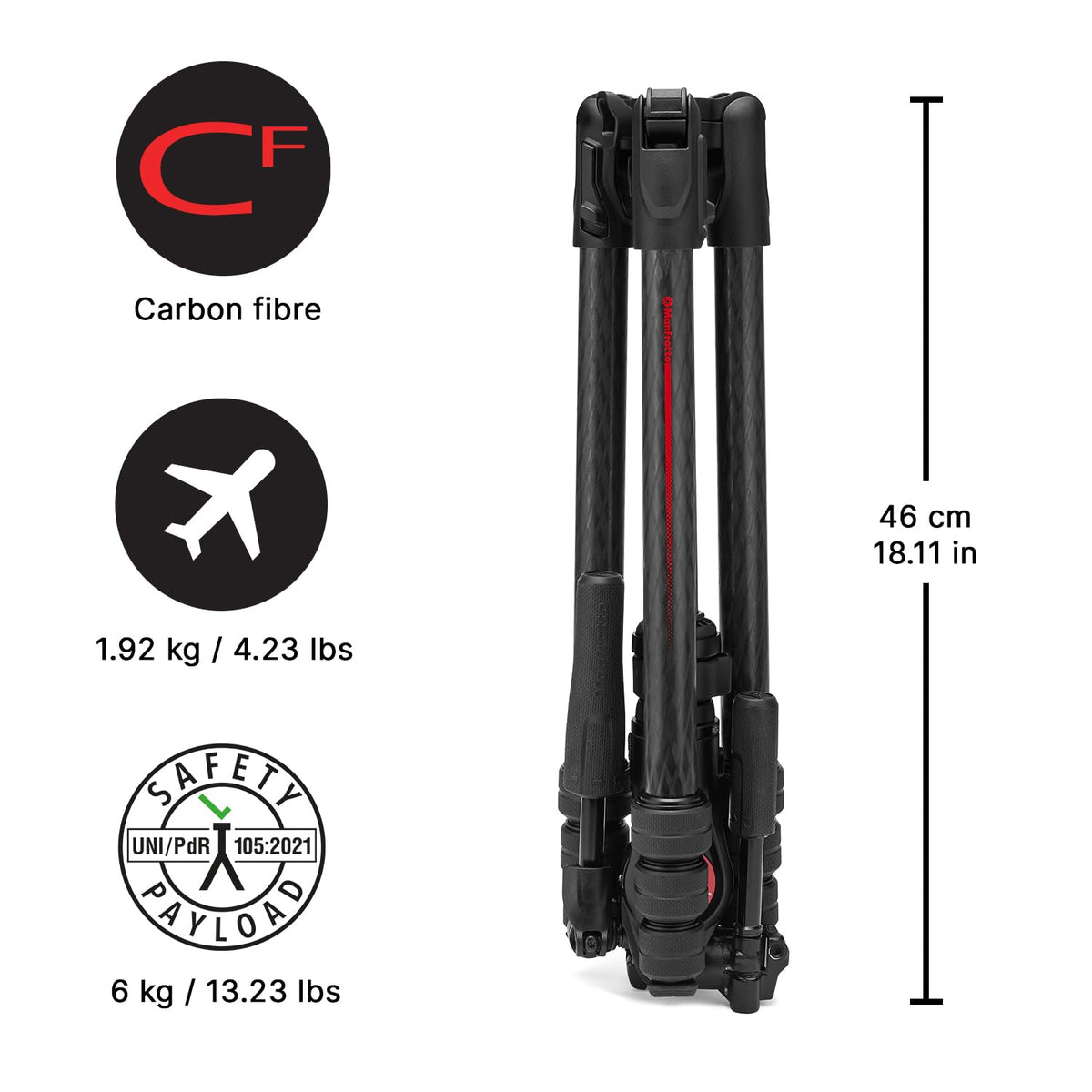 Carbon Fibre Travel Tripod Kit with 3-Way Fluid Head I8839