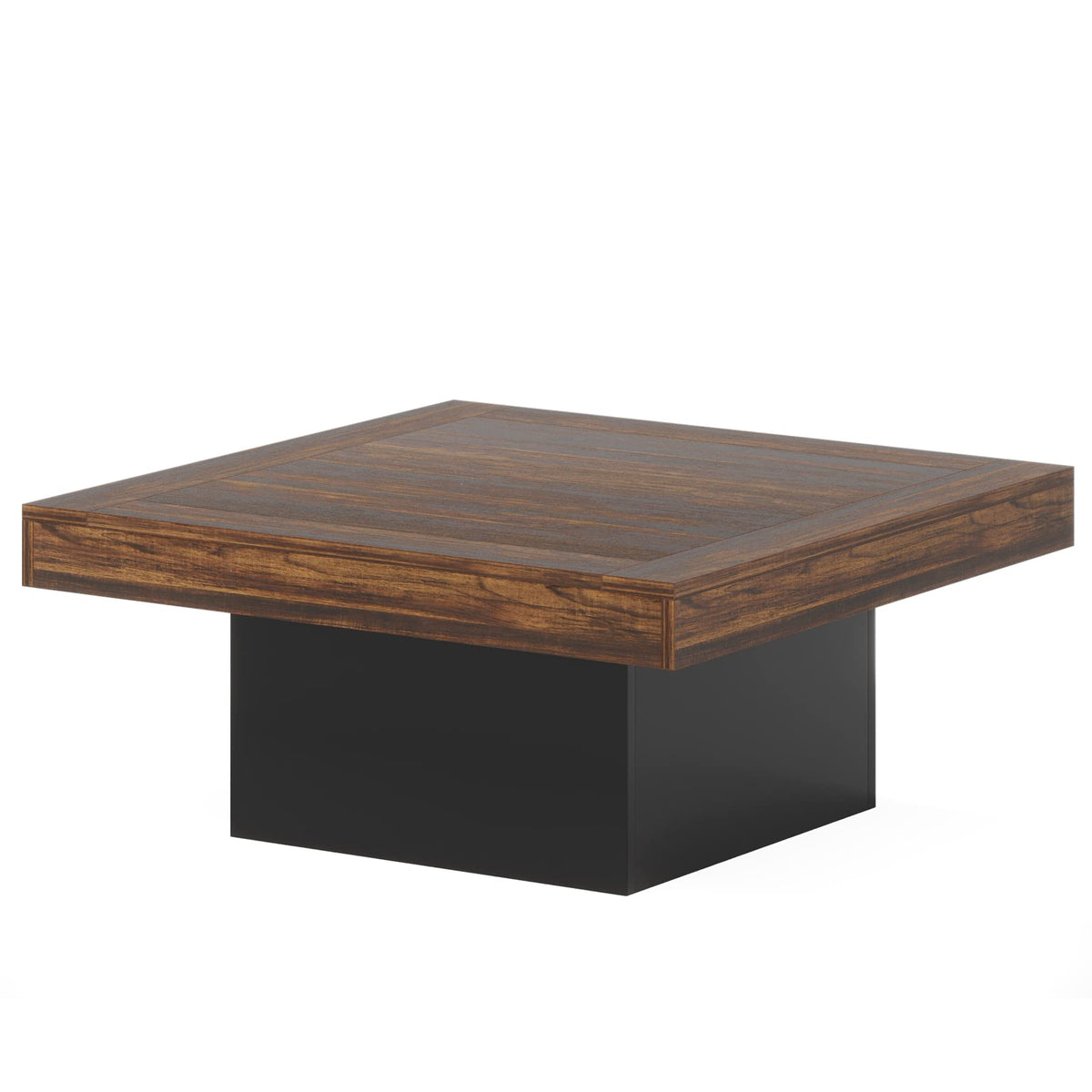 35.4-Inch Square Wood Coffee Table with LED Light L5593