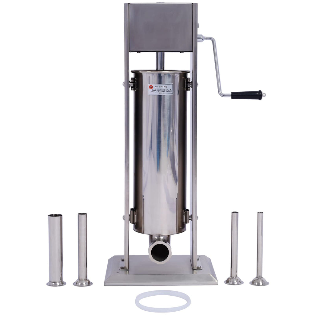 Stainless Steel 15 lb Dual-Speed Sausage Stuffer with 4 Nozzles B6972