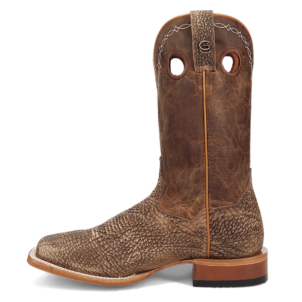 Brown Embroidered Bison Square Toe Pull On Dress Boots X210