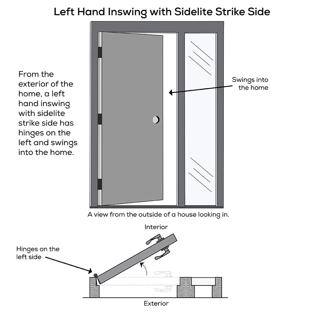 Steel Primed Left Hand In-Swing 6-Panel 36"x80" Exterior Prehung Door with 14" Sidelite L988800