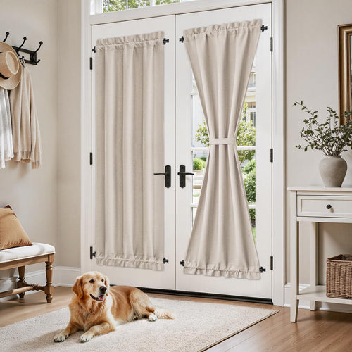 100% Blackout Linen Door Curtains 26x72 Inch H9314