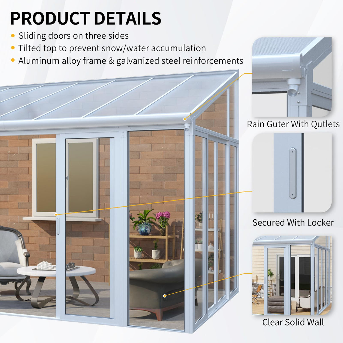 10x14 FT Wall Mounted Sunroom Kit B961865