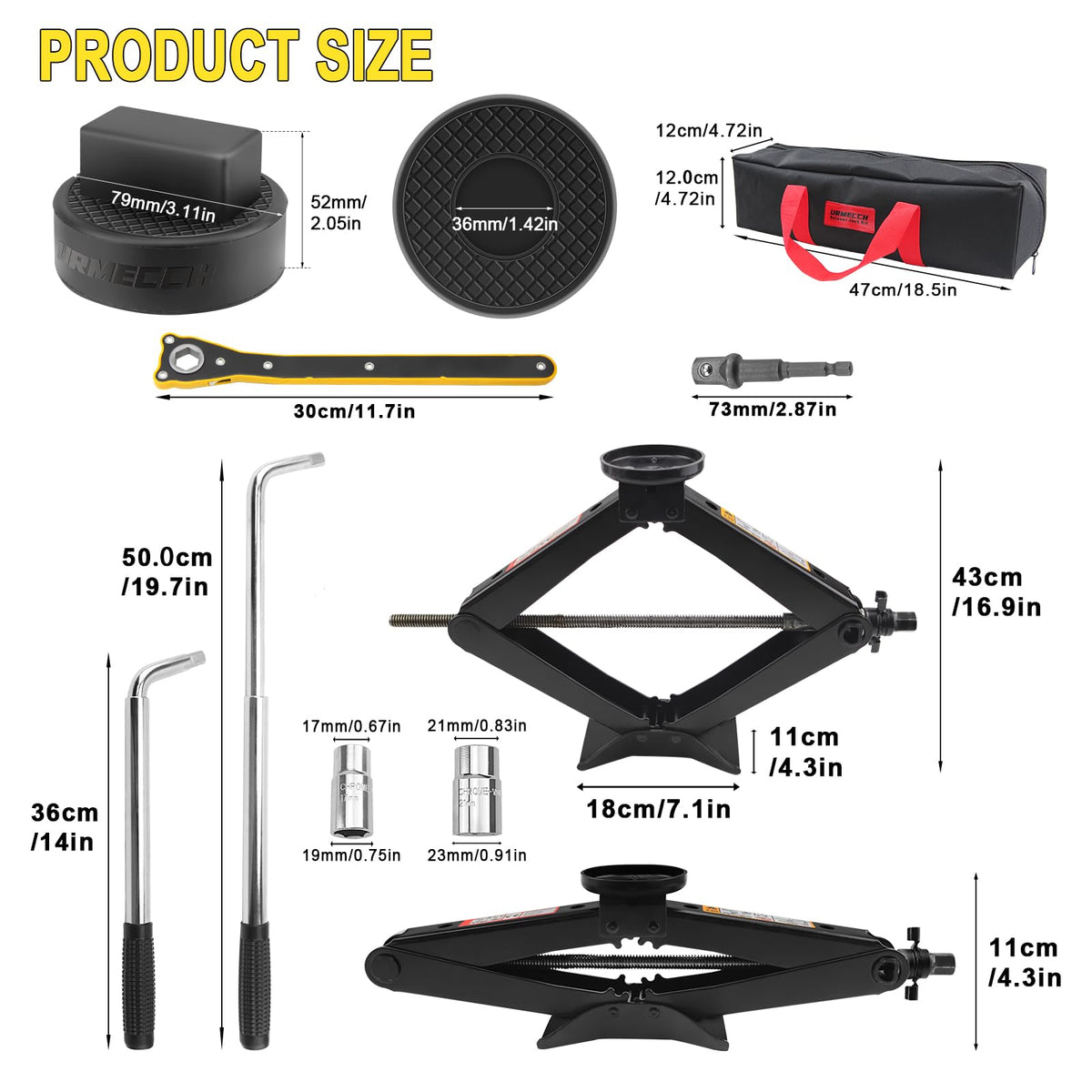 3-Ton Scissor Jack Kit with Rubber Jack Pad and L-Wrenches K40279